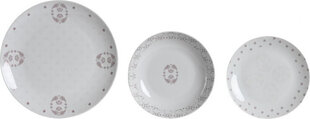 Pusdienas Aprīkojuma Komplekts DKD Home Decor Porcelāns Rozā Balts 27 x 27 x 3 cm 18 Daudzums cena un informācija | Trauki, šķīvji, pusdienu servīzes | 220.lv