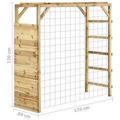 kāpšanas rāmis ar futbola vārtiem, 170x60x170 cm, priedes koks cena un informācija | Bērnu rotaļu laukumi, mājiņas | 220.lv