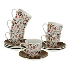 Krūzīšu komplekts ar apakštasēm Versa Aia Porcelāns (6 Daudzums) (9 x 14 x 14 cm) cena un informācija | Glāzes, krūzes, karafes | 220.lv