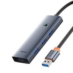 Hub Baseus UltraJoy Series Lite 4-Port 50cm (USB to USB3.0*4+Type-C5V) (szary) цена и информация | Адаптеры и USB разветвители | 220.lv