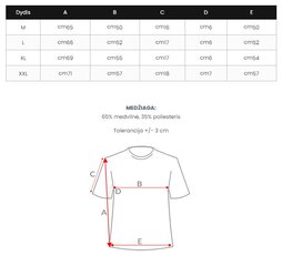 Vīriešu balts T-krekls TUOJ (melns) JS/712005-55545-5XL cena un informācija | Sporta apģērbs vīriešiem | 220.lv