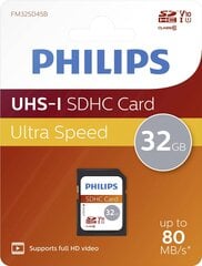 Philips SDHC, 32GB Class 10, UHS-I U1 цена и информация | Карты памяти для фотоаппаратов | 220.lv