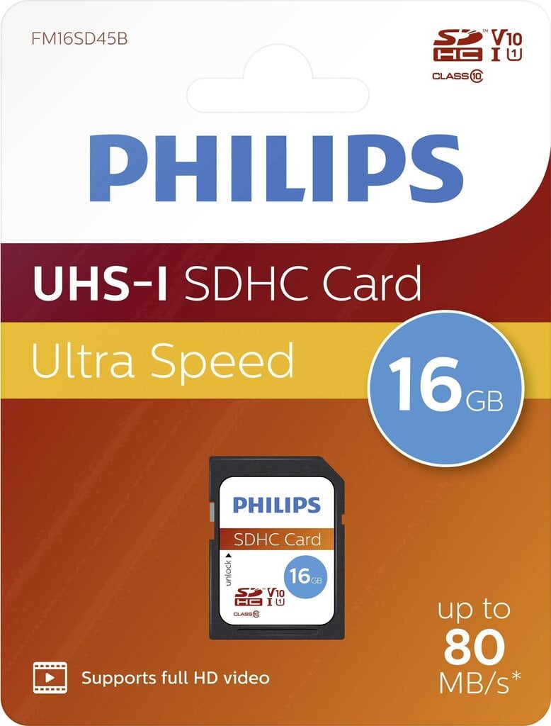 Philips SDHC, 16GB Class 10 UHS-I U1 цена и информация | Atmiņas kartes fotokamerām | 220.lv