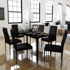 Обеденный стол и стулья, 7 шт.,черный цена и информация | Комплекты мебели для столовой | 220.lv