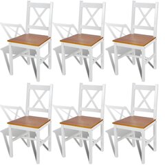 Деревянные обеденные стулья, белые/натуральное дерево, 6 шт. цена и информация | Стулья для кухни и столовой | 220.lv