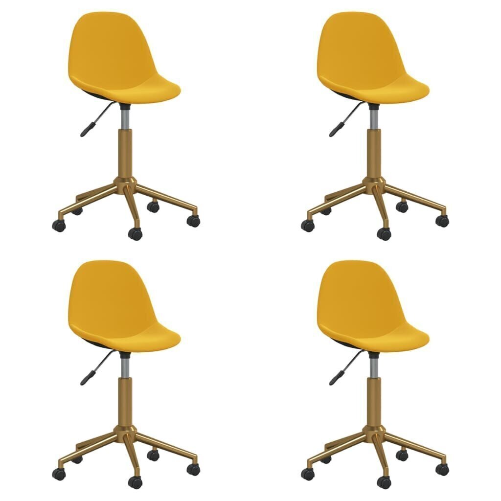 3086134 Swivel Dining Chairs 4 pcs Mustard Yellow Velvet(2x333524) цена и информация | Virtuves un ēdamistabas krēsli | 220.lv