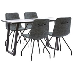 virtuves galds un 4 krēsli, melna mākslīgā āda cena un informācija | Ēdamistabas komplekti | 220.lv