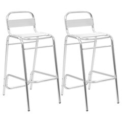 bāra krēsli, 2 gab., alumīnijs, saliekami viens uz otra cena un informācija | Virtuves un ēdamistabas krēsli | 220.lv
