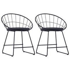 krēsli ar mākslīgās ādas sēdekļiem, 2 gab., melns tērauds цена и информация | Стулья для кухни и столовой | 220.lv