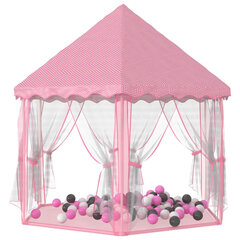 Princešu rotaļu telts ar 250 bumbiņām , rozā, 133x140 cm cena un informācija | Bērnu rotaļu laukumi, mājiņas | 220.lv