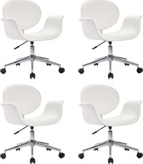 Вращающиеся стулья для стола, 4 шт, белые, кожзаменитель цена и информация | Стулья для кухни и столовой | 220.lv