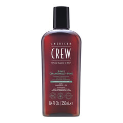 American Crew 3-in-1 kumelis + priedeņu šampūns, kondicionieris un dušas želeja, 250ml cena un informācija | Dušas želejas, eļļas | 220.lv