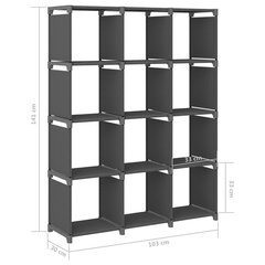 plaukts, 12 kubveida nodalījumi, 103x30x141 cm, pelēks, audums cena un informācija | Plaukti | 220.lv