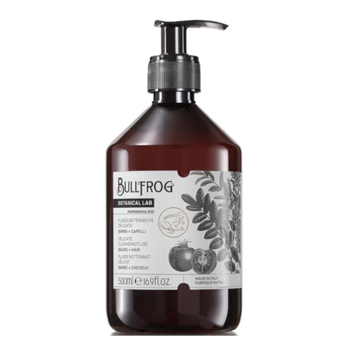 BULLFROG Botanical Delikāta tīrīšanas šķidrums - Maiga tīrīšanas emulsija bārdai un matiem, 500ml цена и информация | Šampūni | 220.lv