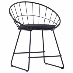 krēsli ar mākslīgās ādas sēdekļiem, 6 gab., melns tērauds cena un informācija | Virtuves un ēdamistabas krēsli | 220.lv