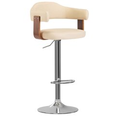 bāra krēsli, 2 gab., izliekts koks, krēmkrāsas mākslīgā āda cena un informācija | Virtuves un ēdamistabas krēsli | 220.lv