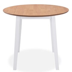virtuves galds ar atlokāmām malām, apaļš, MDF, balts cena un informācija | Virtuves galdi, ēdamgaldi | 220.lv