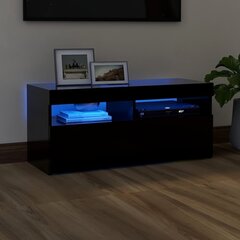 TV galdiņš ar LED lampiņām, 90x35x40 cm, melns cena un informācija | TV galdiņi | 220.lv