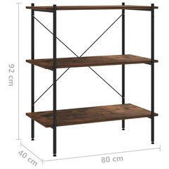 3-līmeņu plaukts, melna un tumša koka krāsa, 80x40x92 cm cena un informācija | Plaukti | 220.lv