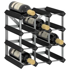 Vīna pudeļu plaukts 12 pudelēm , melns cena un informācija | Plaukti | 220.lv