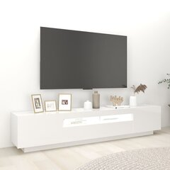 TV skapītis ar LED lampiņām, 200x35x40 cm, spīdīgi balts cena un informācija | TV galdiņi | 220.lv