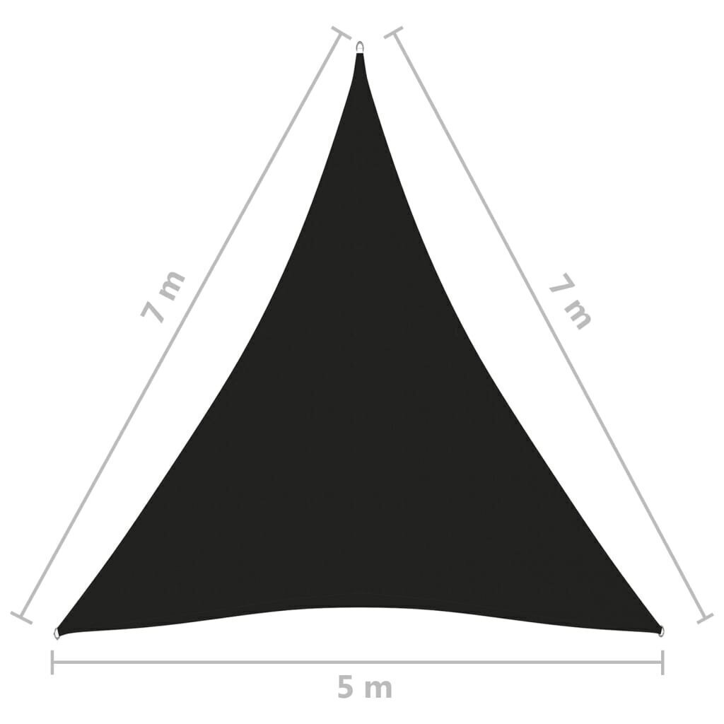 saulessargs, 5x7x7 m, trijstūra forma, melns oksforda audums cena un informācija | Saulessargi, markīzes un statīvi | 220.lv