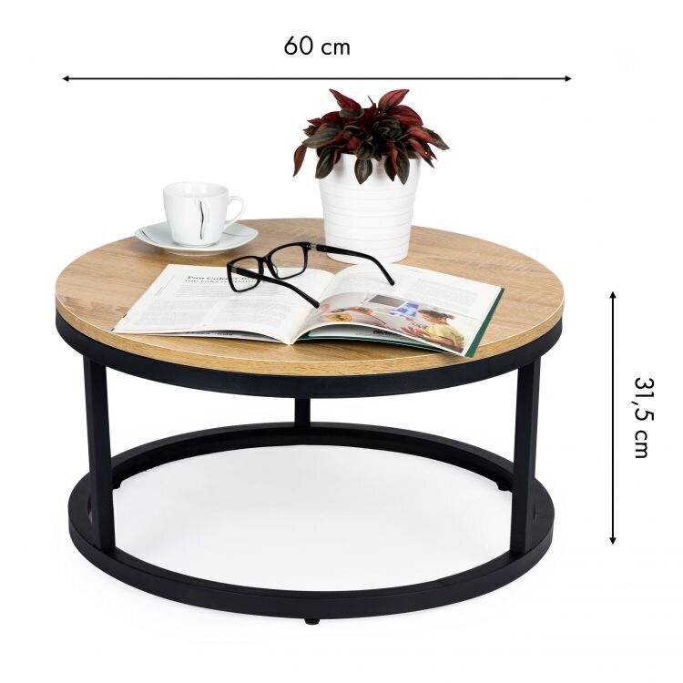 Kafijas galdiņš Modern Home, 60 cm, melns/brūns cena un informācija | Žurnālgaldiņi | 220.lv