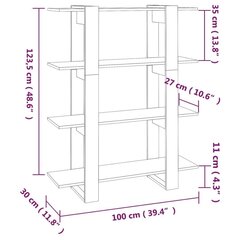 grāmatu plaukts, aizslietnis, ozolkoka krāsa, 100x30x123,5 cm cena un informācija | Plaukti | 220.lv