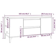 TV skapītis, betona pelēks, 102x44,5x50 cm, inženierijas koks cena un informācija | TV galdiņi | 220.lv