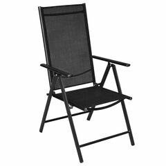 saliekami dārza krēsli, 2 gab., alumīnijs un tekstilēns, melni cena un informācija | Dārza krēsli | 220.lv