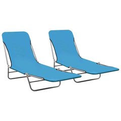 saliekami sauļošanās zviļņi, 2 gab., tērauds, zils audums cena un informācija | Sauļošanās krēsli | 220.lv