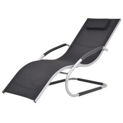 sauļošanās zvilnis ar spilvenu, alumīnijs un melns tekstilēns cena un informācija | Sauļošanās krēsli | 220.lv