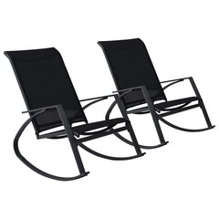dārza šūpuļkrēsli, 2 gab., tekstilēns, melni cena un informācija | Dārza krēsli | 220.lv