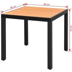 Dārza galds, brūns, 80x80x74cm, alumīnijs un WPC cena un informācija | Dārza galdi | 220.lv