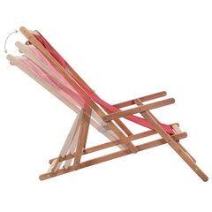 saliekams pludmales krēsls, sarkans audums, koka rāmis cena un informācija | Dārza krēsli | 220.lv