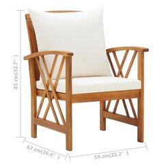 dārza krēsli ar matračiem, 2 gab., akācijas masīvkoks cena un informācija | Dārza krēsli | 220.lv