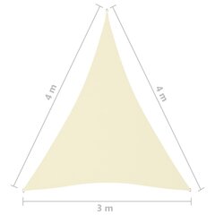 saulessargs, 3x4x4 m, trijstūra, krēmkrāsas oksforda audums cena un informācija | Saulessargi, markīzes un statīvi | 220.lv