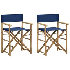 - režisora krēsli, 2 gab., zili, bambusa un auduma cena un informācija | Dārza krēsli | 220.lv