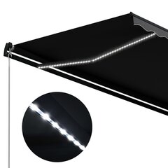 izvelkama markīze ar LED, pelēka, 300x250 cm, manuāla цена и информация | Зонты, маркизы, стойки | 220.lv