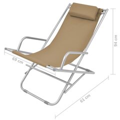 atgāžami pludmales krēsli, 2 gab., tērauds, pelēkbrūni cena un informācija | Sauļošanās krēsli | 220.lv