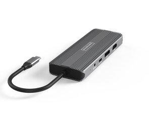 HUB USB-C 10in1 displeja ports 1.4 HDMI 2.1 8K 4K 120Hz 60Hz Full HD 144Hz USB 3.0 SD barošanas padeve 100W Macbook M1 M2 Zenwire цена и информация | Адаптеры и USB разветвители | 220.lv