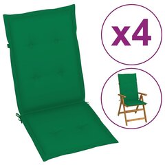 Подушки для садовых стульев, 4 шт., зеленые, 120x50x4см цена и информация | Подушки, наволочки, чехлы | 220.lv