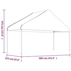 Nojume ar jumtu, balta, 6,69x5,88x3,75 m, polietilēns цена и информация | Беседки, навесы, тенты | 220.lv