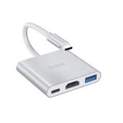 USB HUB / Хаб Hoco HB14 Type-C / USB-C на USB3.0 + HDMI + PD, серебряный 3in1 цена и информация | Адаптеры и USB разветвители | 220.lv