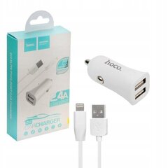 Автомобильное зарядное устройство HOCO 2xUSB+кабель Lightning цена и информация | Зарядные устройства для аккумуляторов | 220.lv