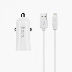 Автомобильное зарядное устройство HOCO 2xUSB+кабель Lightning цена и информация | Зарядные устройства для аккумуляторов | 220.lv