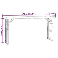 saliekams alus galds, 170x50x75/105 cm, egles masīvkoks cena un informācija | Dārza galdi | 220.lv