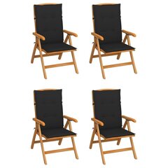 Atgāžami dārza krēsli ar matračiem , 4 gab., brūni cena un informācija | Dārza krēsli | 220.lv