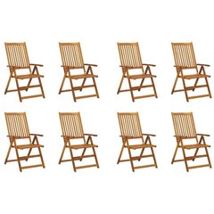 Saliekami dārza krēsli ar matračiem , 8 gab., brūni cena un informācija | Dārza krēsli | 220.lv