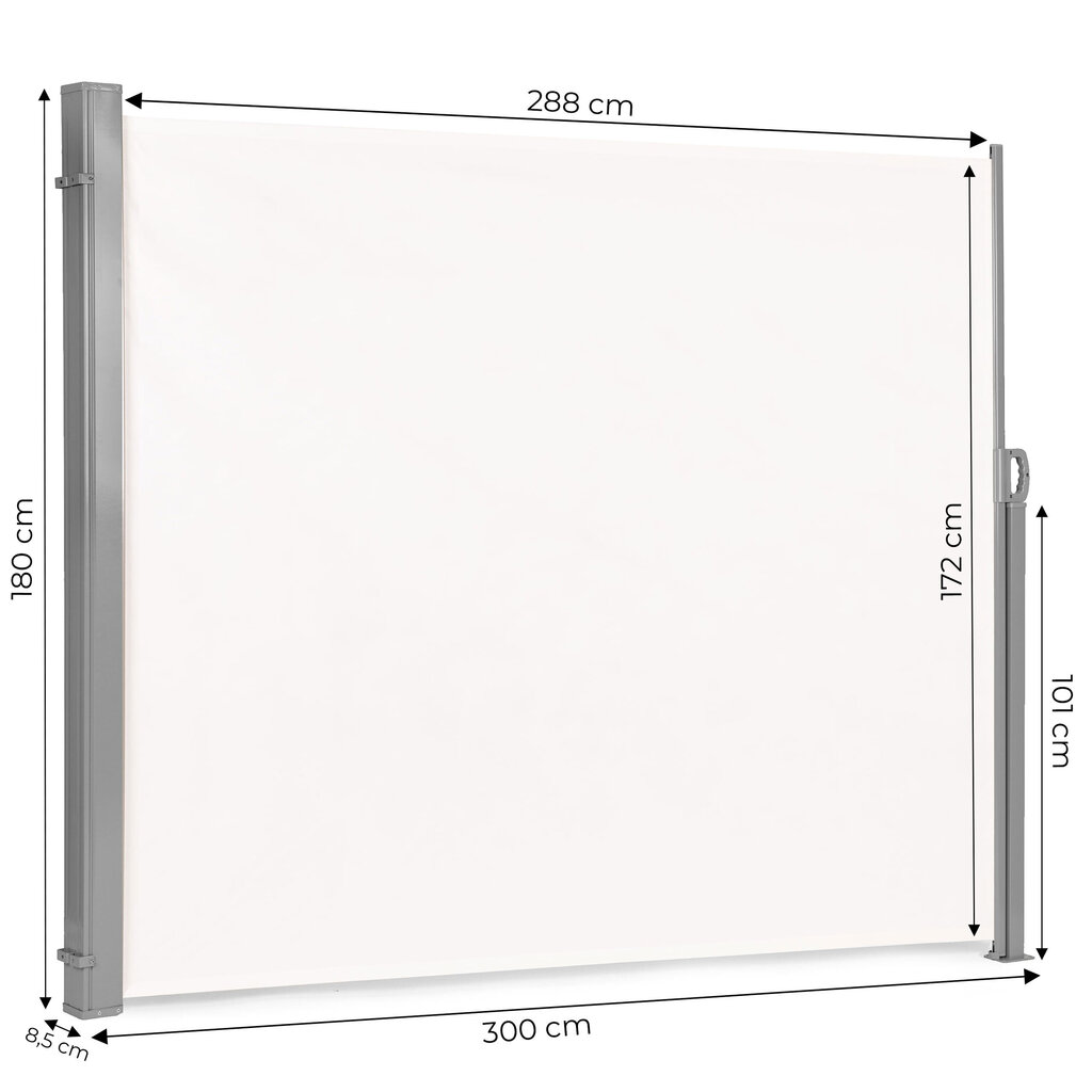 Salokāmā sānu markīze, rullo žalūzijas, aizslietnis dārzam, terasei, bēšs krāsā cena un informācija | Saulessargi, markīzes un statīvi | 220.lv